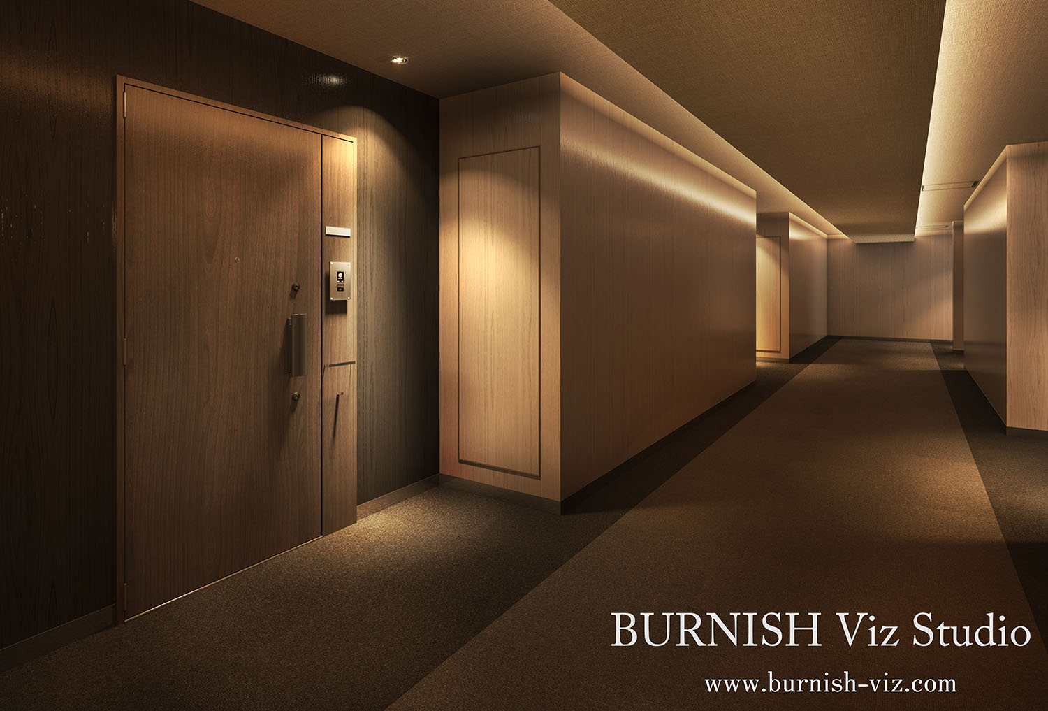 内廊下 建築CGパース | BURNISH Viz Studio