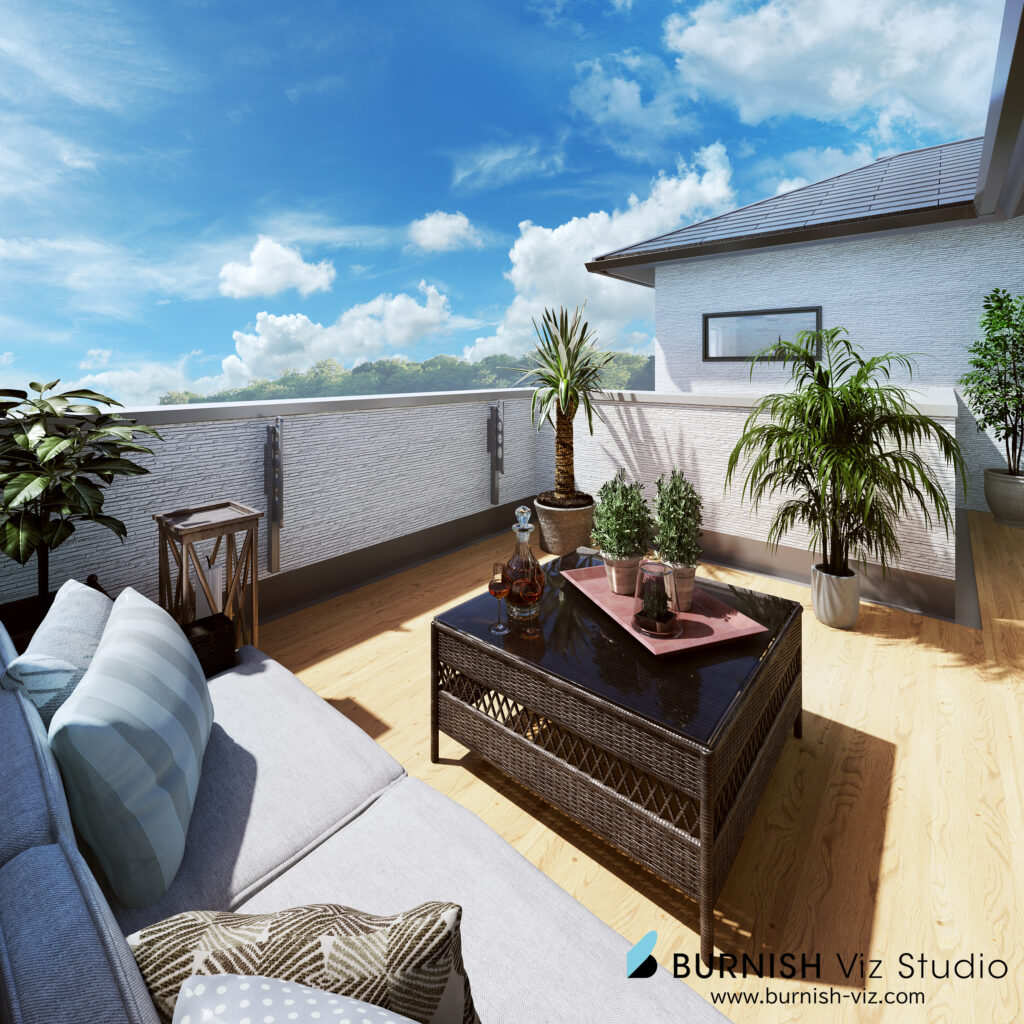 インテリア, CG, パース ,rendering, Architecture, interior,テラス